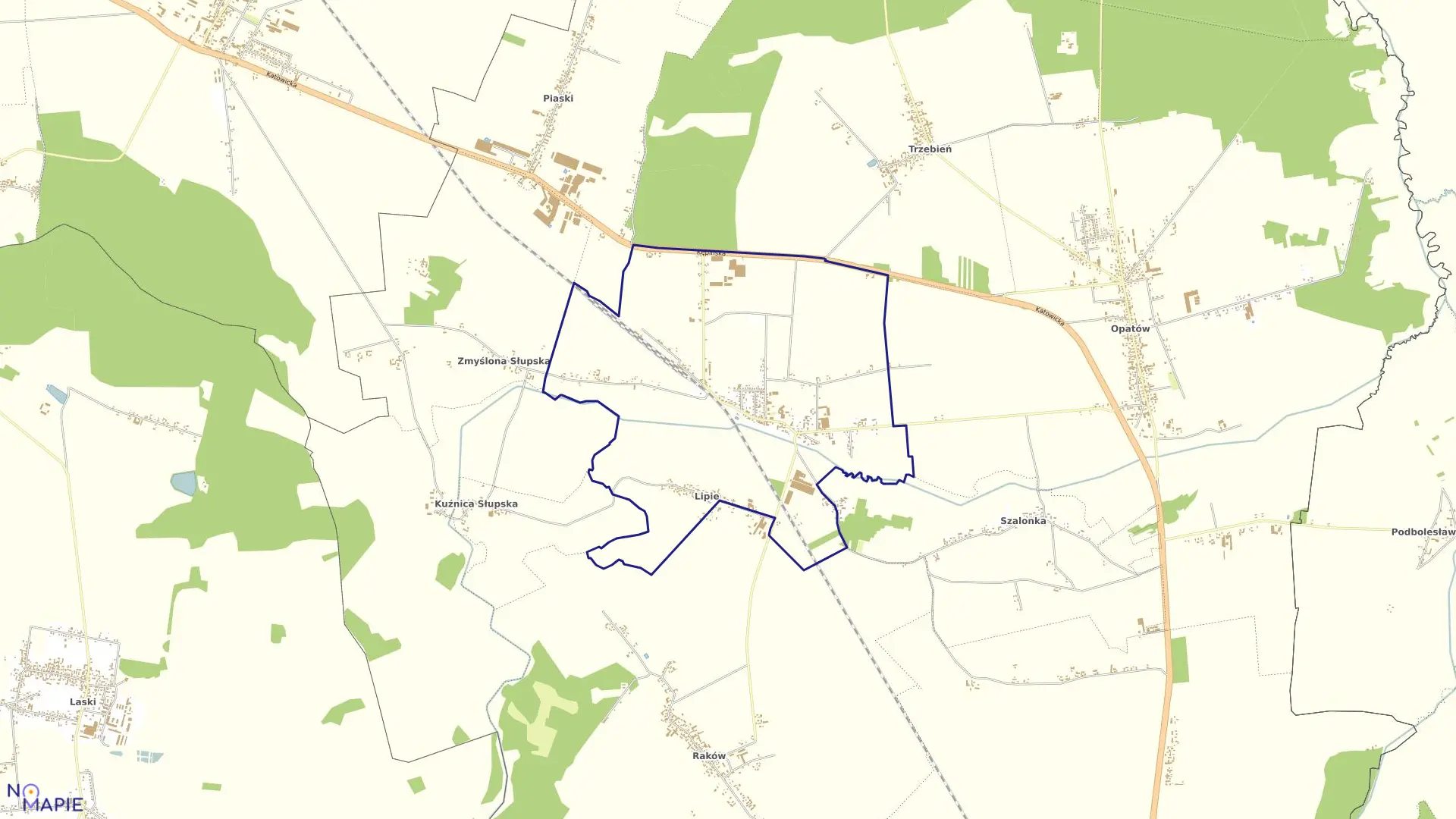 Mapa obrębu ŁĘKA OPATOWSKA w gminie Łęka Opatowska