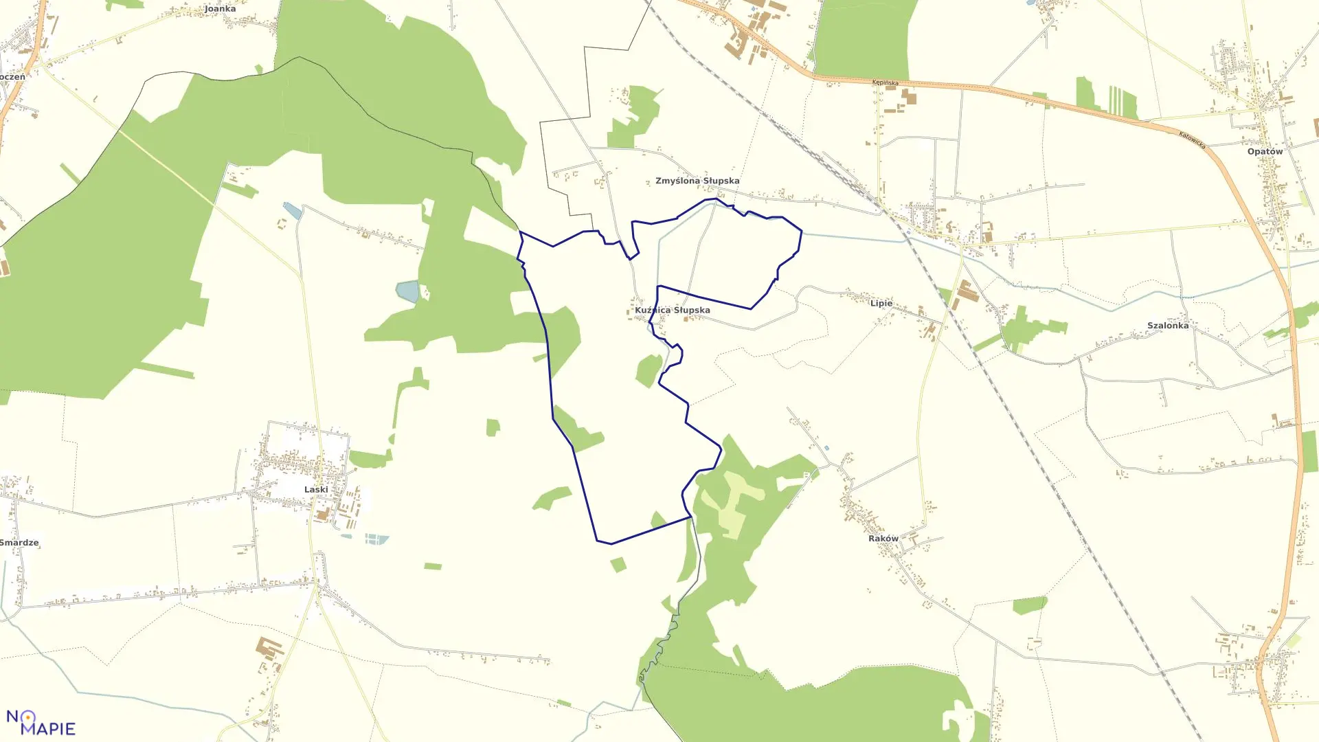 Mapa obrębu STOGNIEW w gminie Łęka Opatowska